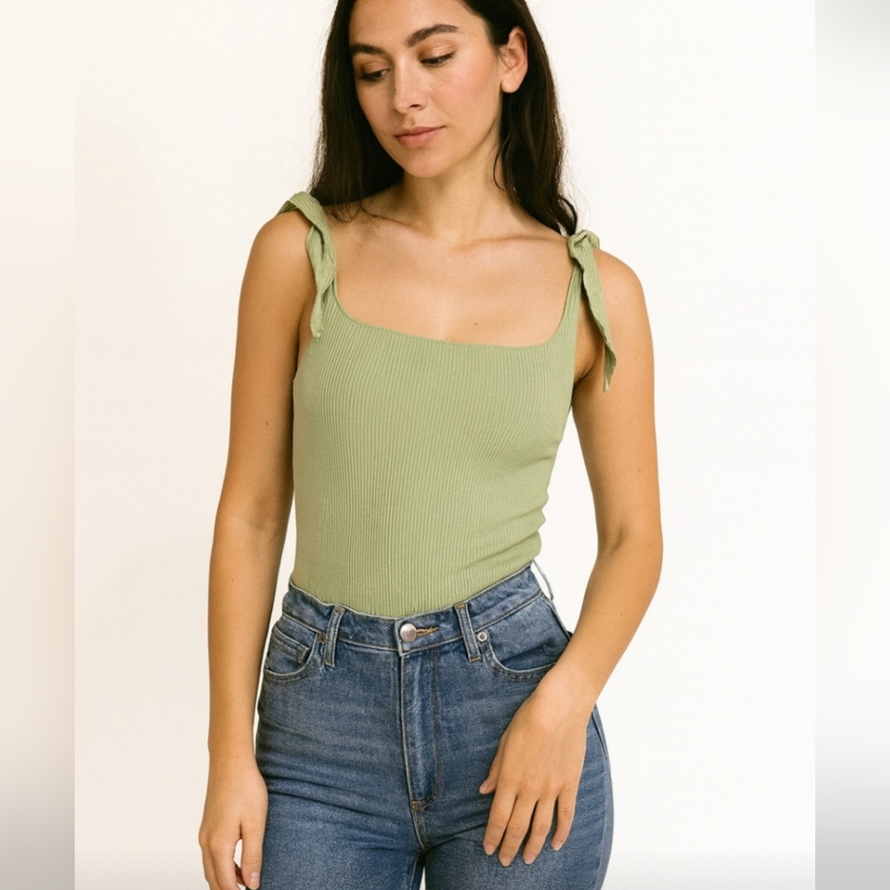 Lulu's Mustard Yellow Sleeveless Ribbed Bodysuit